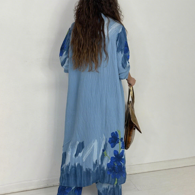 ⏳Time-limited Special⏰Women's Longline Shirt Dress & Wide-Leg Pants Set