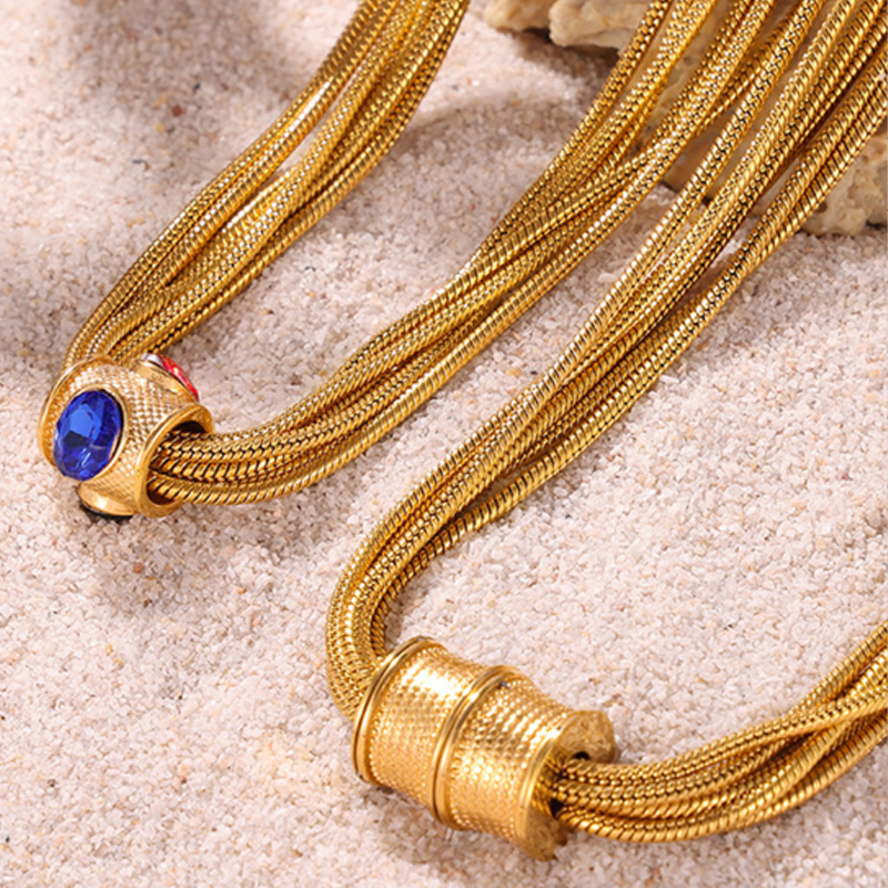 ⏳Time-limited Special⏰Layered Chains Rhinestone-Encrusted Necklace & Bracelet📿