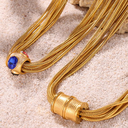 ⏳Time-limited Special⏰Layered Chains Rhinestone-Encrusted Necklace & Bracelet📿