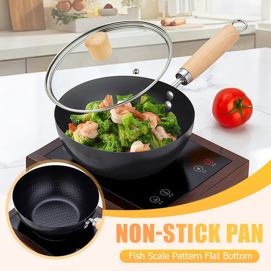 ⏳Time-limited Special⏰Fish Scale Pattern Flat Bottom Non-Stick Pan