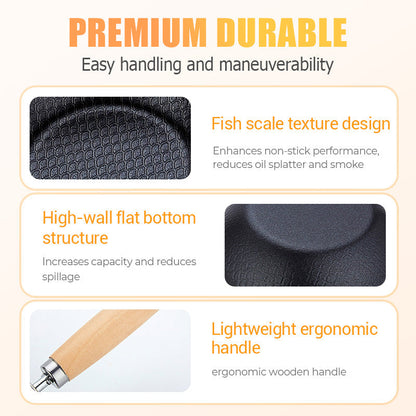 ⏳Time-limited Special⏰Fish Scale Pattern Flat Bottom Non-Stick Pan