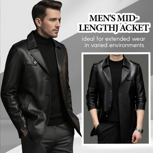 ⏳Limited-time 50% off⏰Men's Mid-Length Faux Leather Coat🧥