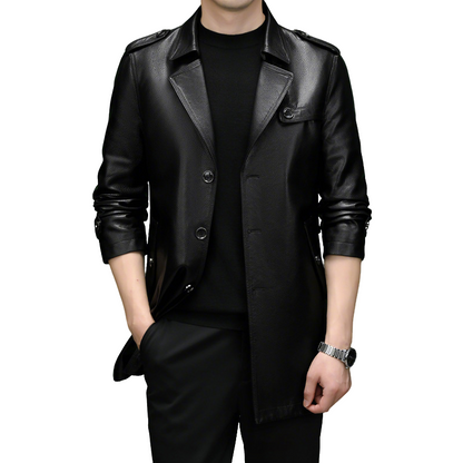 ⏳Limited-time 50% off⏰Men's Mid-Length Faux Leather Coat🧥