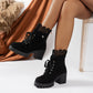 ⏳Limited-time 50% off⏰Women's Chunky Heel Lace Ankle Booties👢