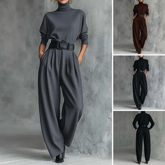 ⏳Limited-time 50% off⏰Women’s Elegant Turtleneck Top & High-Waist Pants Set (Get a Free Belt)👚👖