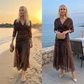 ⏳Limited-time 50% off⏰Bohemian V-Neck Ruched Mesh Maxi Dress👗