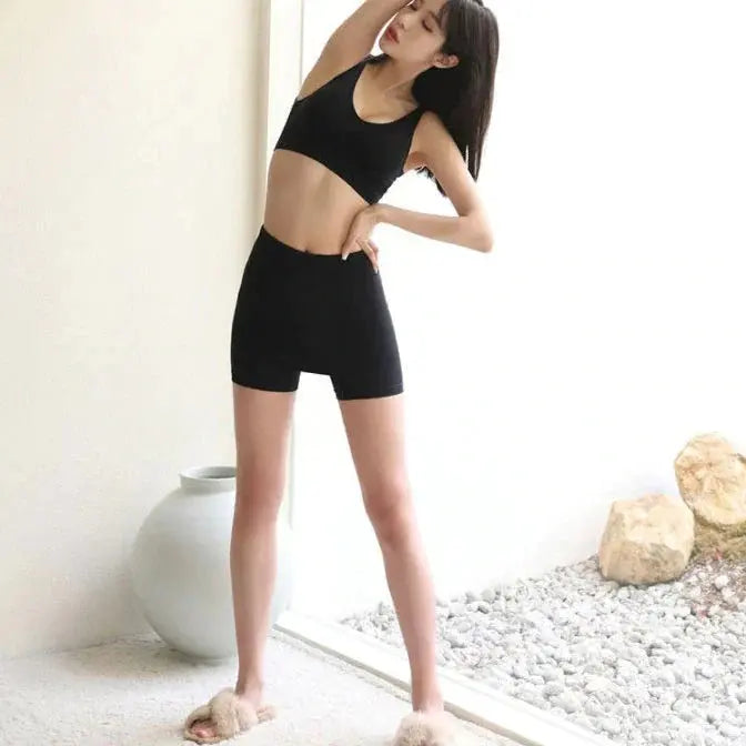 Double-layer Front Crotch Ice Silk Safety Shorts spiyle