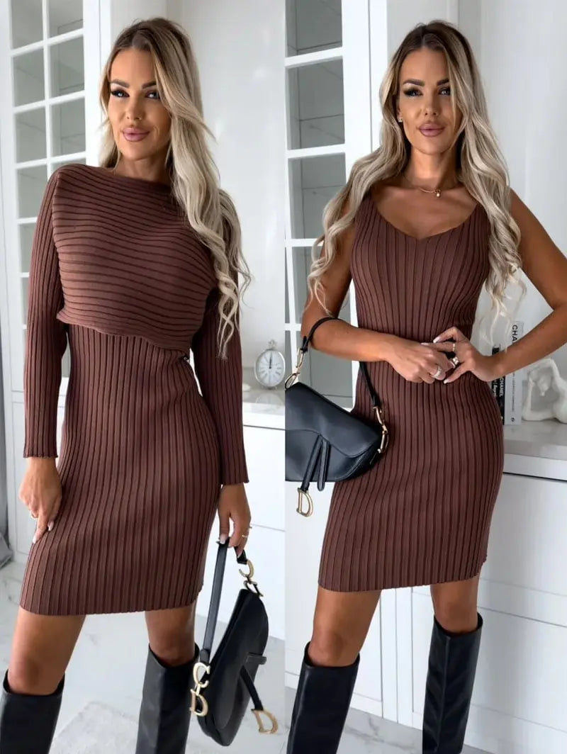 🔥HOT SALE🔥✨🥻Knit Pullover Sweater and Cami Dress Set(47%OFF) spiyle