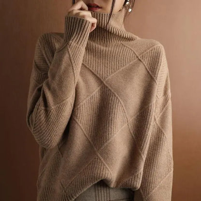 Loose Cashmere Turtleneck Sweater Cardigan spiyle