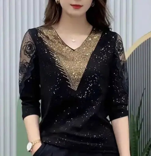 🔥2 pieces free shipping🔥【M-4XL】New versatile diamond lace blouse for all body types spiyle