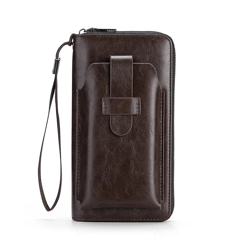 Men's Leather Zipper Wallet With Multi Card Holder aimtoyou