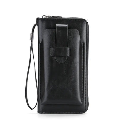 Men's Leather Zipper Wallet With Multi Card Holder aimtoyou