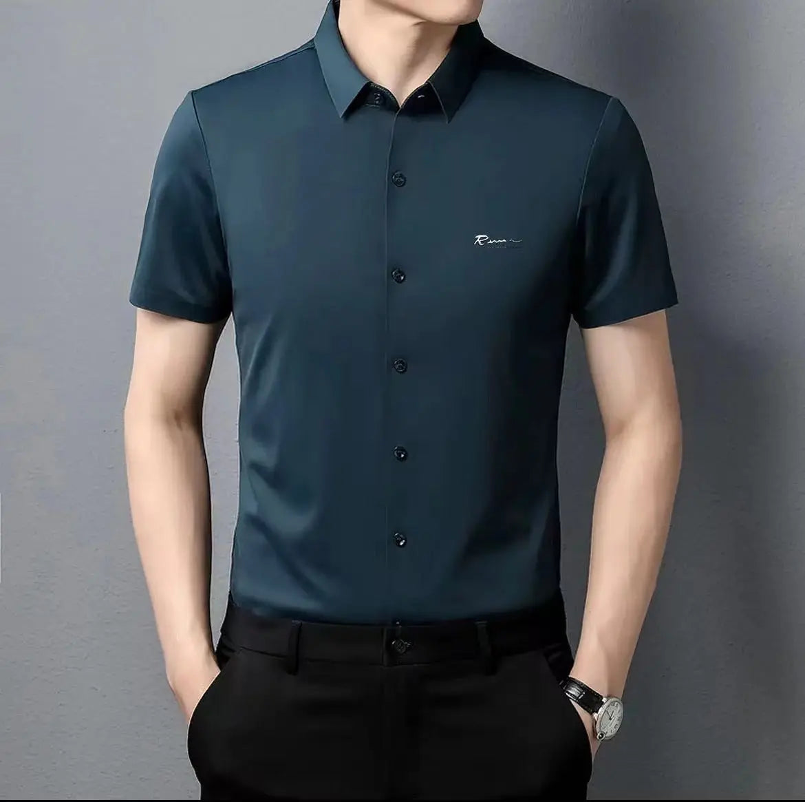 Men's Short Sleeve Non-Iron Business Shirt aimtoyou