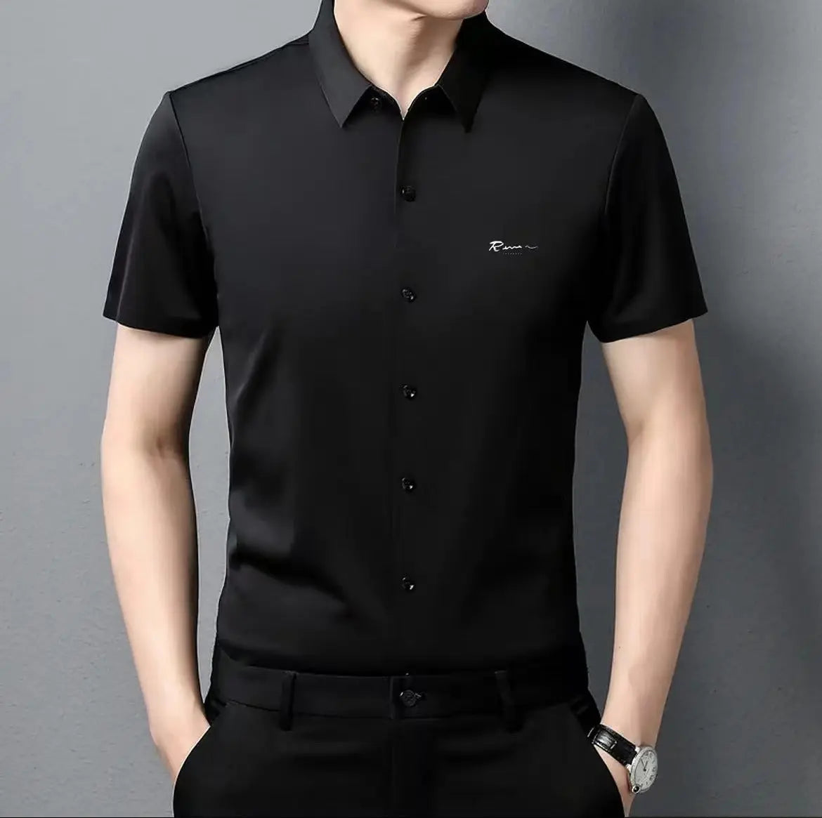 Men's Short Sleeve Non-Iron Business Shirt aimtoyou