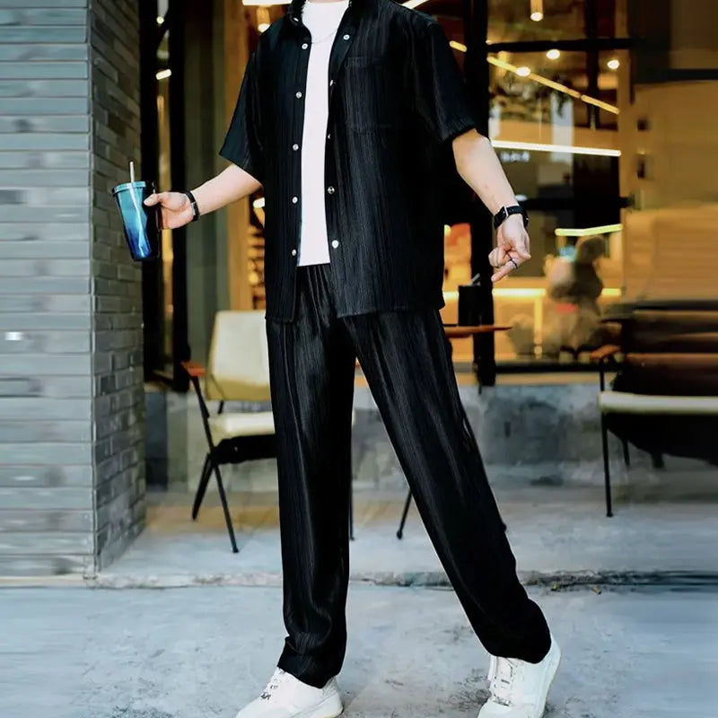 Men Luxury Glossy Casual Suits aiyoumoi