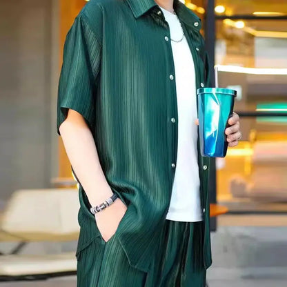 Men Luxury Glossy Casual Suits aiyoumoi