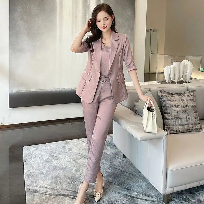 Women’s Fashion Casual Business 3-piece Set (Blazer+Camisole+Pants) jolieaprile11