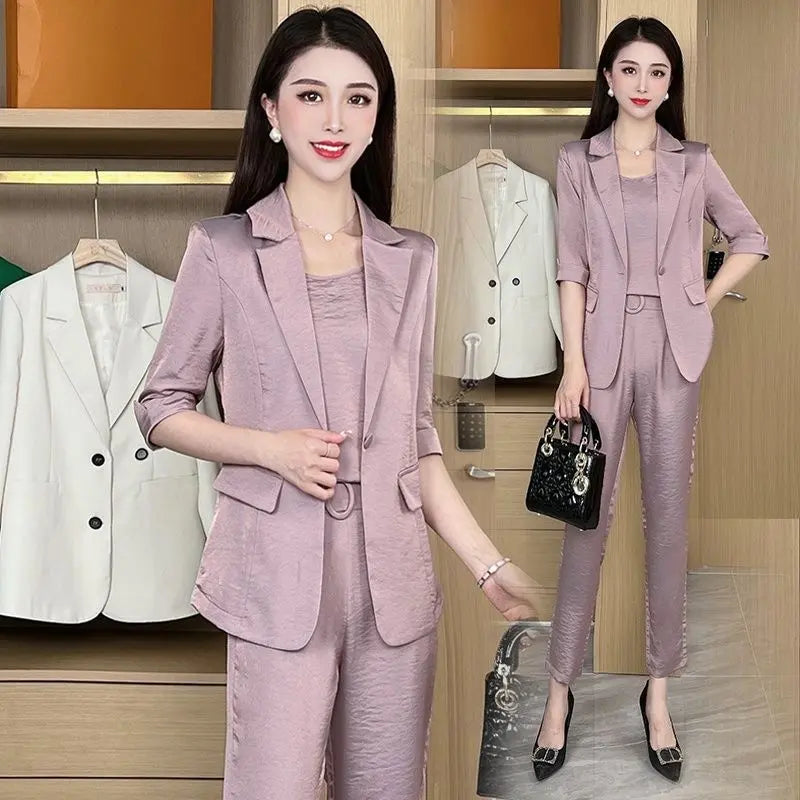 Women’s Fashion Casual Business 3-piece Set (Blazer+Camisole+Pants) jolieaprile11