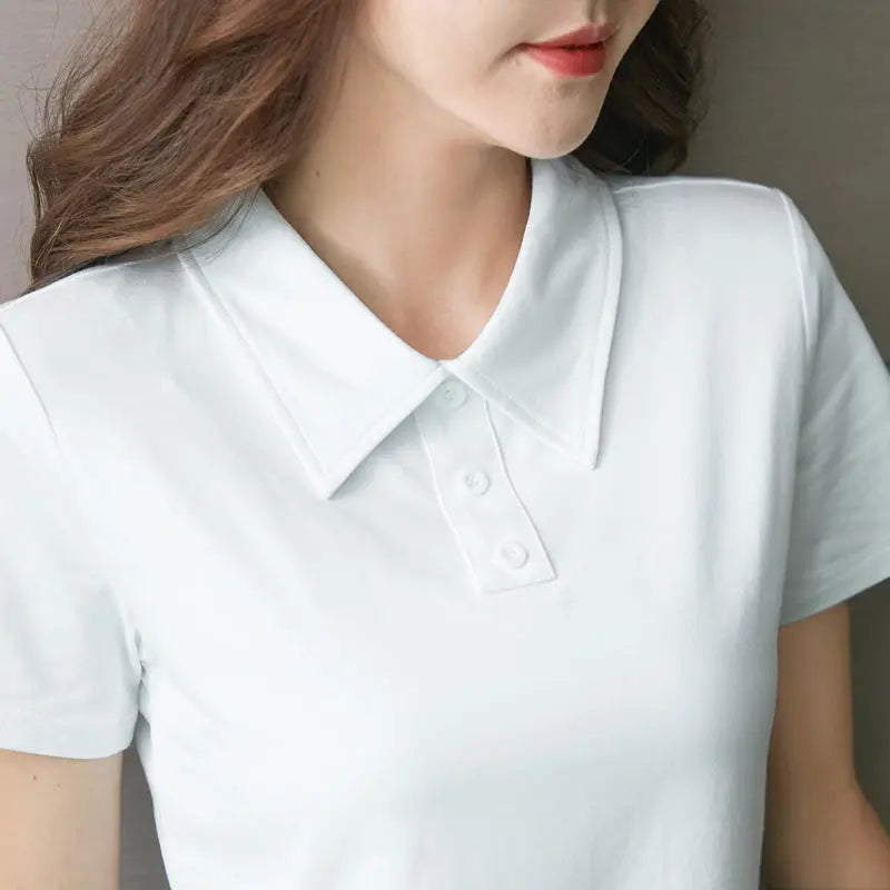 Women's Short Sleeve Cotton Lapel Golf Shirt jolieaprile11