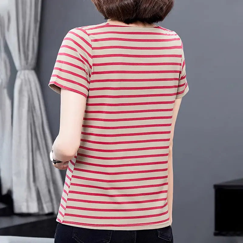 Summer Women’s Simple Striped Classic T-Shirt jolieaprile11