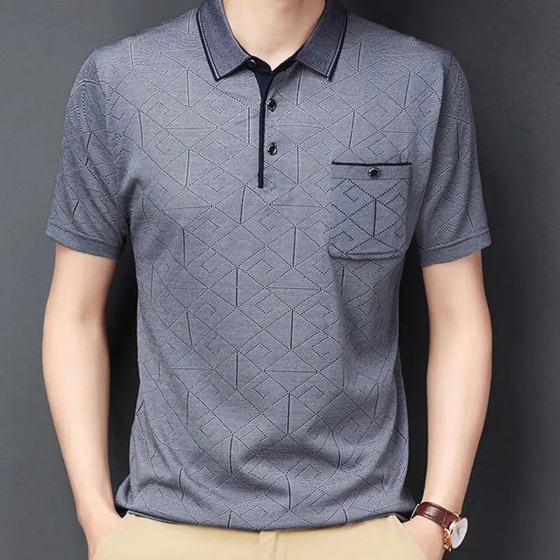Men's Ice Silk Short Sleeve Lapel Shirt aimtoyou