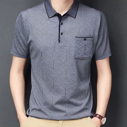 Men's Ice Silk Short Sleeve Lapel Shirt aimtoyou