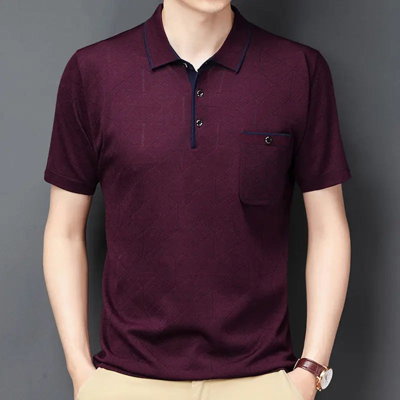 Men's Ice Silk Short Sleeve Lapel Shirt aimtoyou