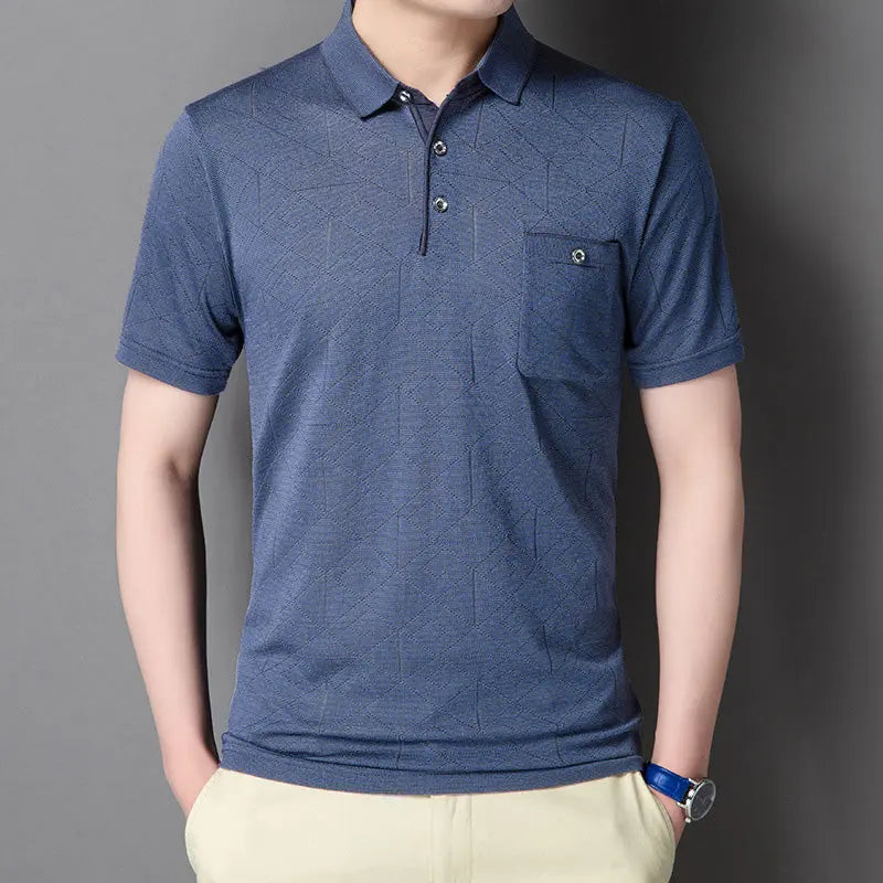 Men's Ice Silk Short Sleeve Lapel Shirt aimtoyou