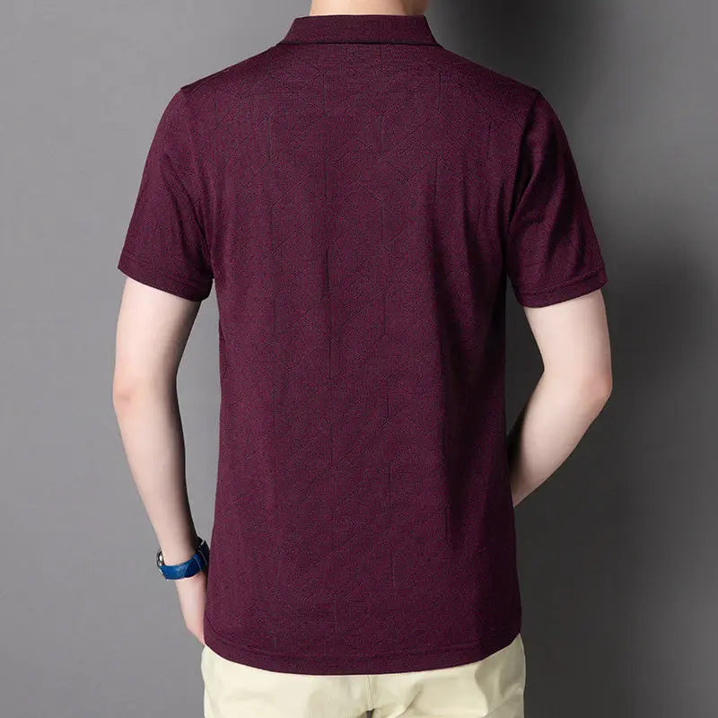 Men's Ice Silk Short Sleeve Lapel Shirt aimtoyou