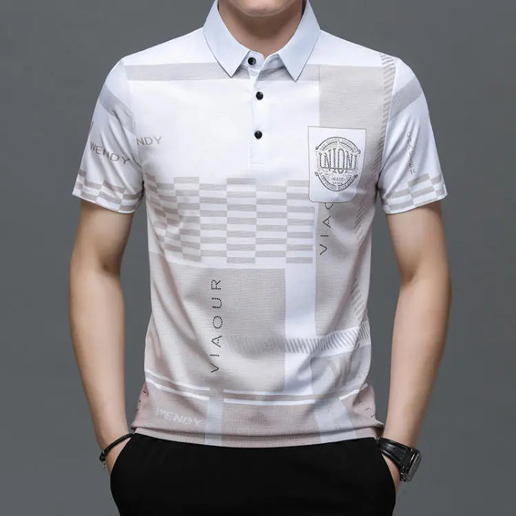 Ice Silk Print Short-sleeved Shirt aimtoyou