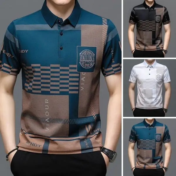 Ice Silk Print Short-sleeved Shirt aimtoyou