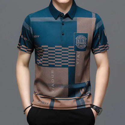 Ice Silk Print Short-sleeved Shirt aimtoyou