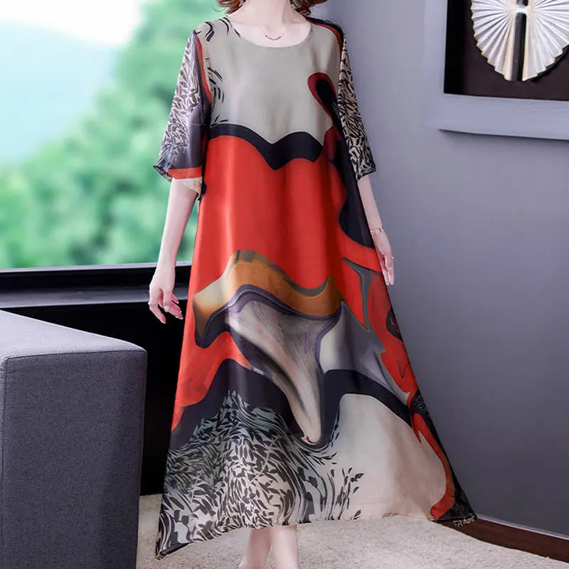 🎉New Product Launch💐 – Loose Silk Printed Dress (50% OFF) spiyle