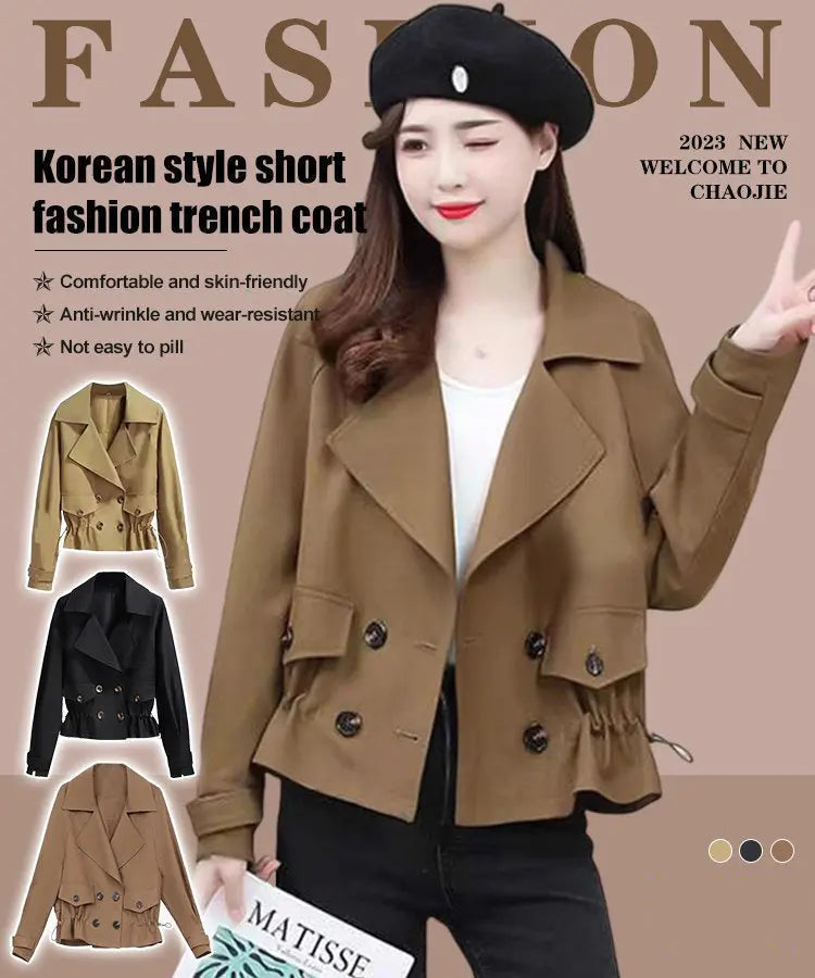 Korean Style Short Fashion Trench Coat spiyle