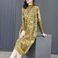 * Long-sleeved Semi-turtleneck Loose Printed Knit Dress spiyle