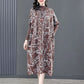 * Long-sleeved Semi-turtleneck Loose Printed Knit Dress spiyle