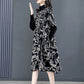 * Long-sleeved Semi-turtleneck Loose Printed Knit Dress spiyle