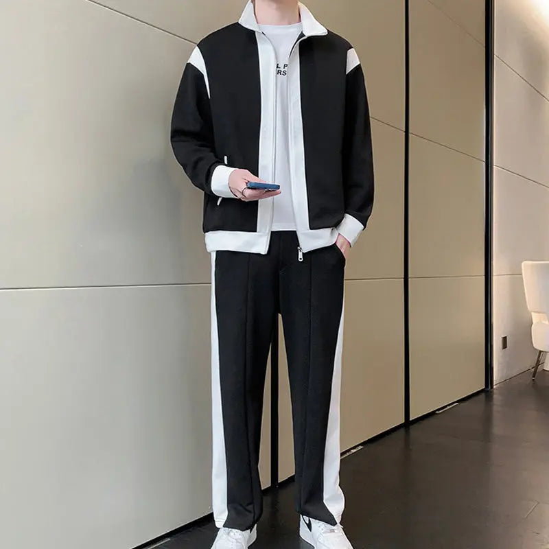 Men's Outfit Casual 2 Piece Contrast Sports Jogging Tracksuits Set（50% OFF） aiyoumoi