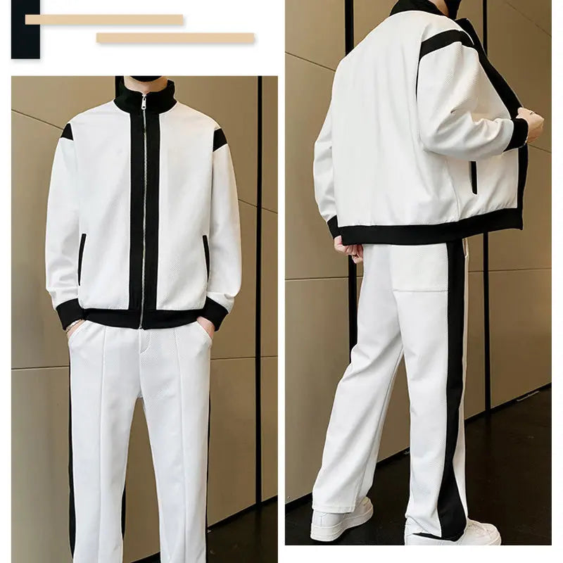 Men's Outfit Casual 2 Piece Contrast Sports Jogging Tracksuits Set（50% OFF） aiyoumoi