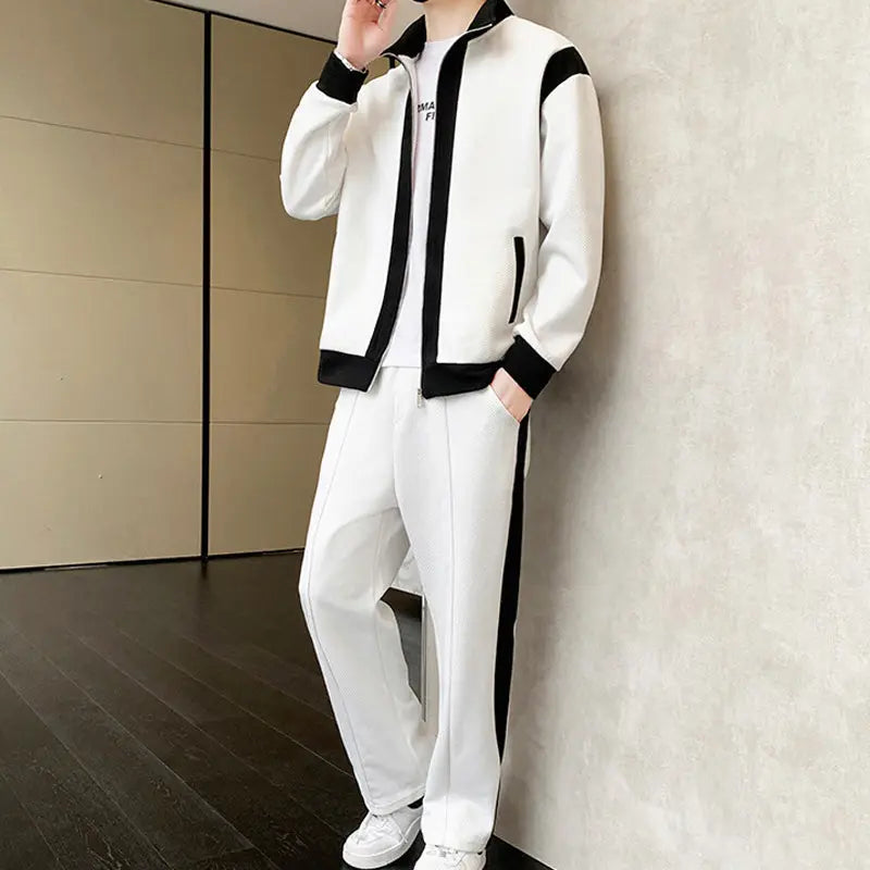 Men's Outfit Casual 2 Piece Contrast Sports Jogging Tracksuits Set（50% OFF） aiyoumoi