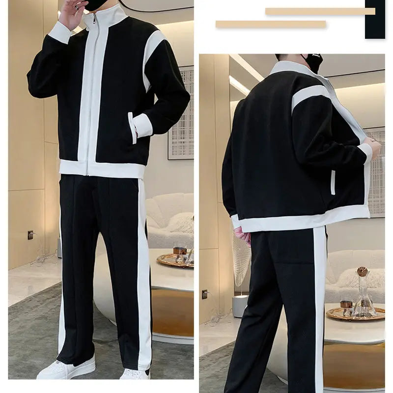 Men's Outfit Casual 2 Piece Contrast Sports Jogging Tracksuits Set（50% OFF） aiyoumoi