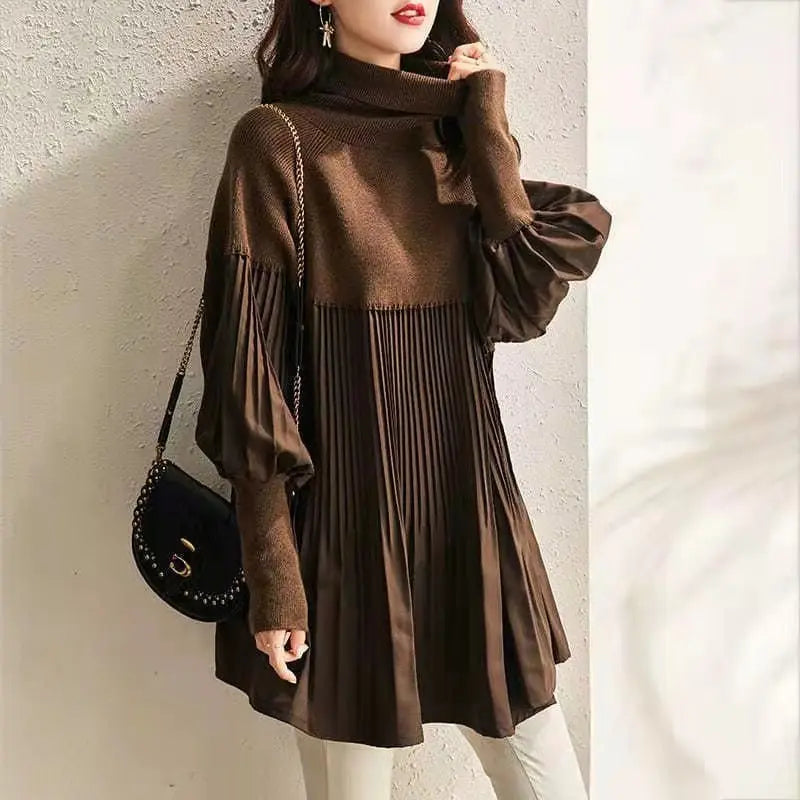 👩‍✨Plus Size Solid Color Lantern Sleeve Knit Dress/50%off spiyle