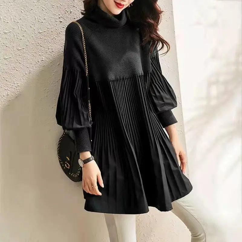 👩‍✨Plus Size Solid Color Lantern Sleeve Knit Dress/50%off spiyle