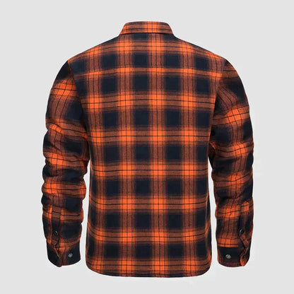 Men's Flannel Shirt Jacket Long Sleeve Quilted Lined Plaid Coat Button Down Thick Outwear for Winter aimtoyou