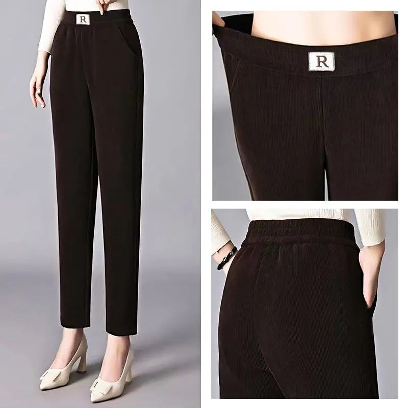 2023 New-Corduroy High Waist Straight Leg Plush Pants For Women spiyle
