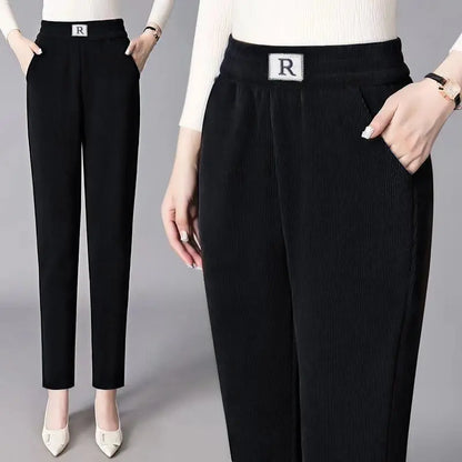 2023 New-Corduroy High Waist Straight Leg Plush Pants For Women spiyle
