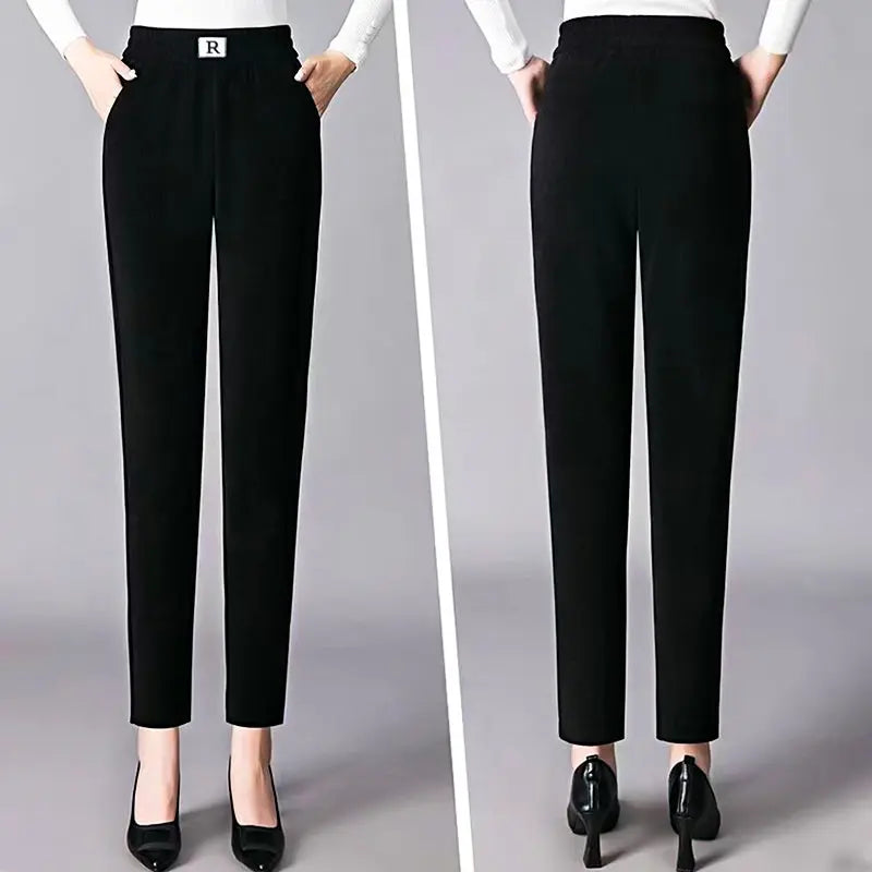 2023 New-Corduroy High Waist Straight Leg Plush Pants For Women spiyle
