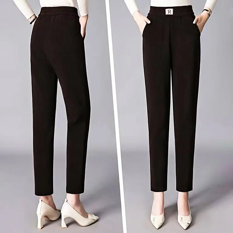 2023 New-Corduroy High Waist Straight Leg Plush Pants For Women spiyle