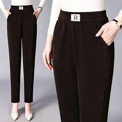 2023 New-Corduroy High Waist Straight Leg Plush Pants For Women spiyle