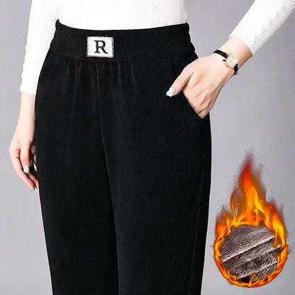 2023 New-Corduroy High Waist Straight Leg Plush Pants For Women spiyle